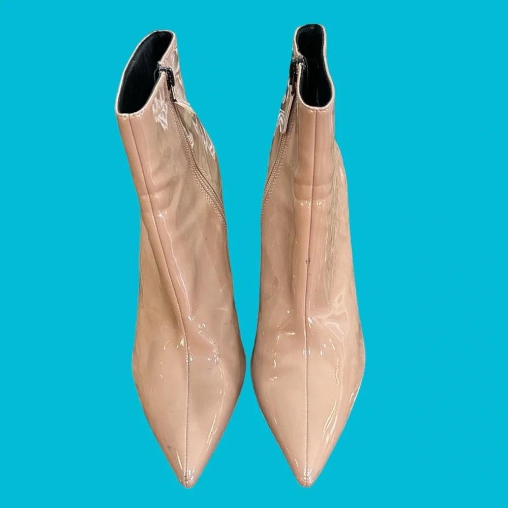 TOPSHOP NEUTRAL BEIGE PATENT ANKLE‎ BOOTS Size 9.5
